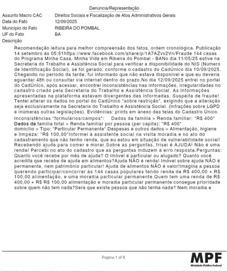 Imagem ilustrativa da imagem Denúncia questiona seleção de 144 casas populares na Bahia