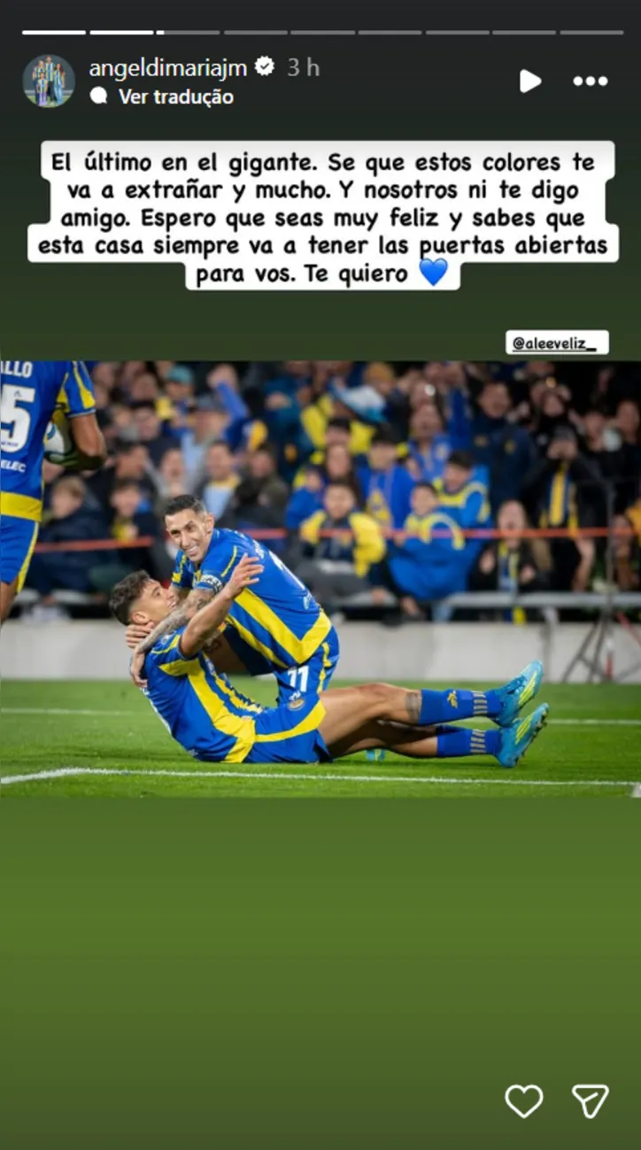 Publicação de Di Maria na instagram