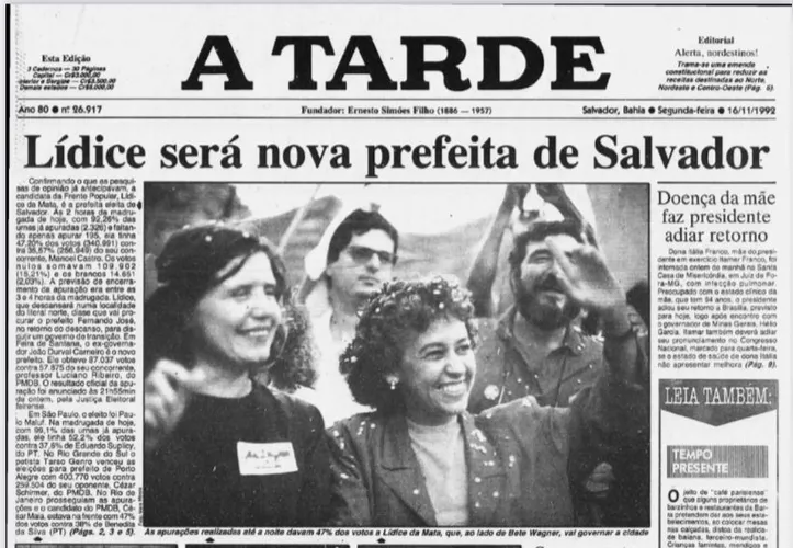 Edição do jornal após a eleição municipal de 1992