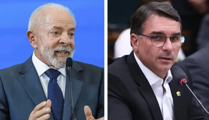 Lula (PT) e Flávio Bolsonaro (PL)