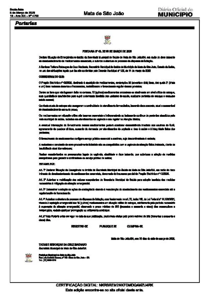 Imagem ilustrativa da imagem Mata de São João declara situação de emergência na saúde