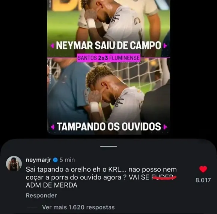 Comentário de Neymar em publicação