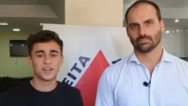 Deputado Nikolas Ferreira (MG) e o ex-deputado federal Eduardo Bolsonaro (SP)