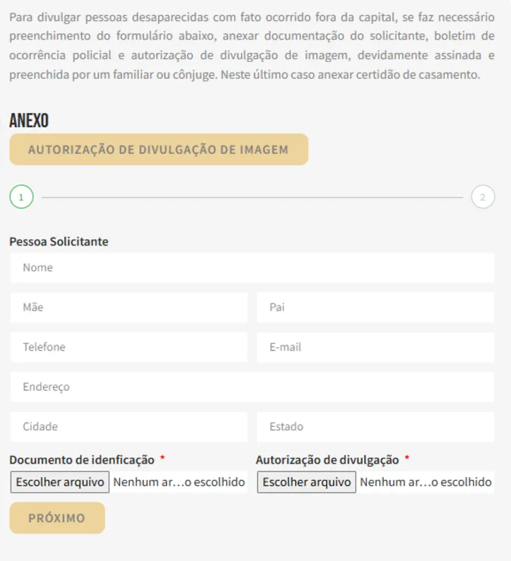 Questionário de desaparecidos