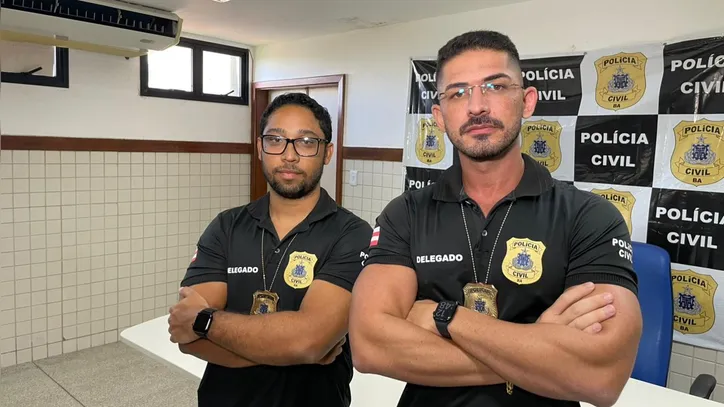 Delegado coordenador do NERCCA, Gabriel Cipriano e o delegado da DERCCA, Francisco Geraldo