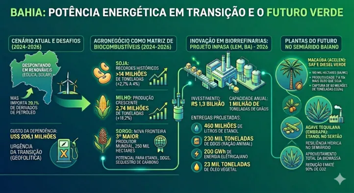Bahia acelera a transição energética investindo em biorrefinarias e pesquisas com soja, milho, macaúba e agave
