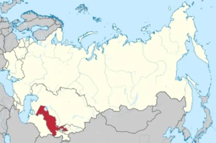 Mapa do Uzbequistão na União Soviética