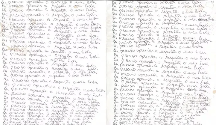 Frase que os fiéis eram obrigados a escrever como parte dos castigos