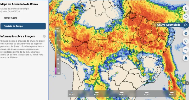 Mapa de acumulo de chuva - 04/03