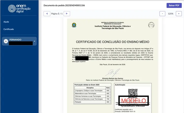 Imagem ilustrativa da imagem Saiba como solicitar certificado online do ensino médio pelo Enem