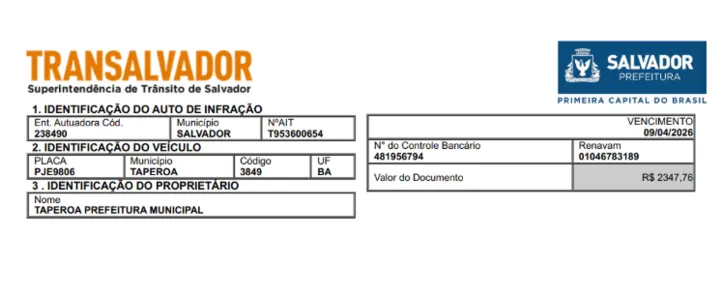 Imagem ilustrativa da imagem Filho de prefeita, secretário é autuado em Salvador com carro oficial da prefeitura