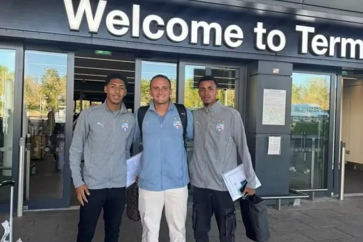 Jonathan Marinho, João Milanez e Ruan Victor em Manchester