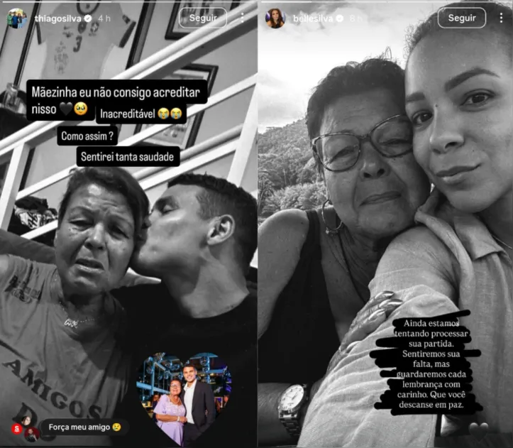 Zagueiro Thiago Silva presta homenagem a mãe, que faleceu neste sábado, 14