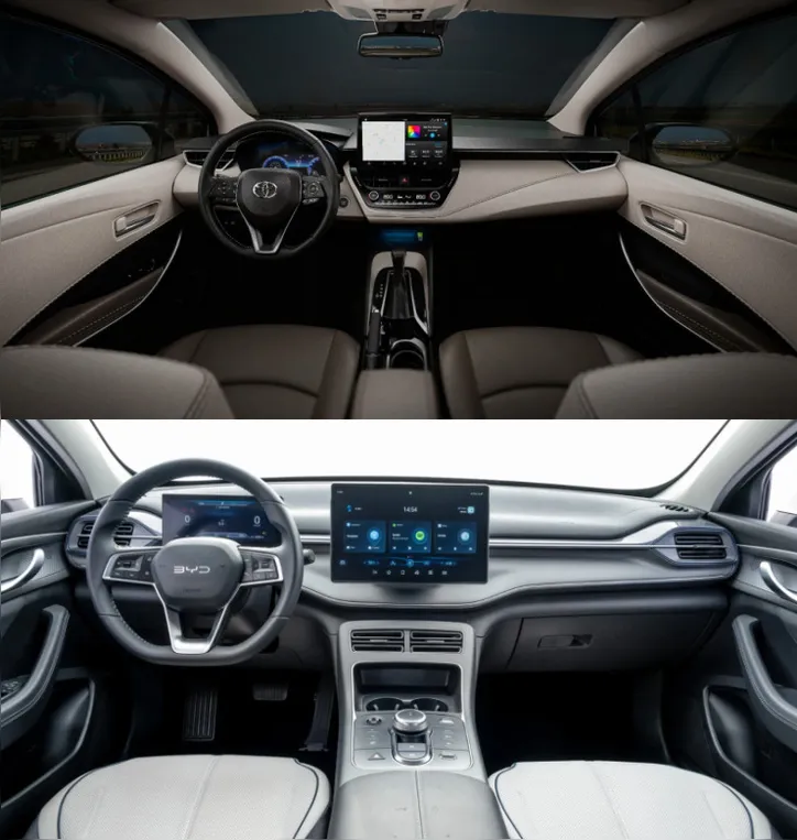 Interna do BYD King e Corolla