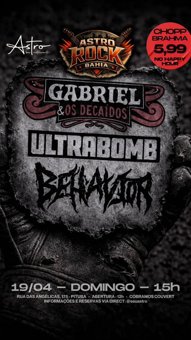 Imagem ilustrativa da imagem Ultra Bomb, Behavior e Gabriel & Os Decaídos fazem show no Astro Bar