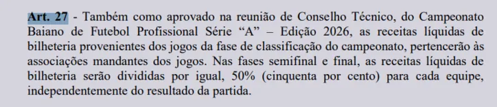 Regulamento do Baianão 2026