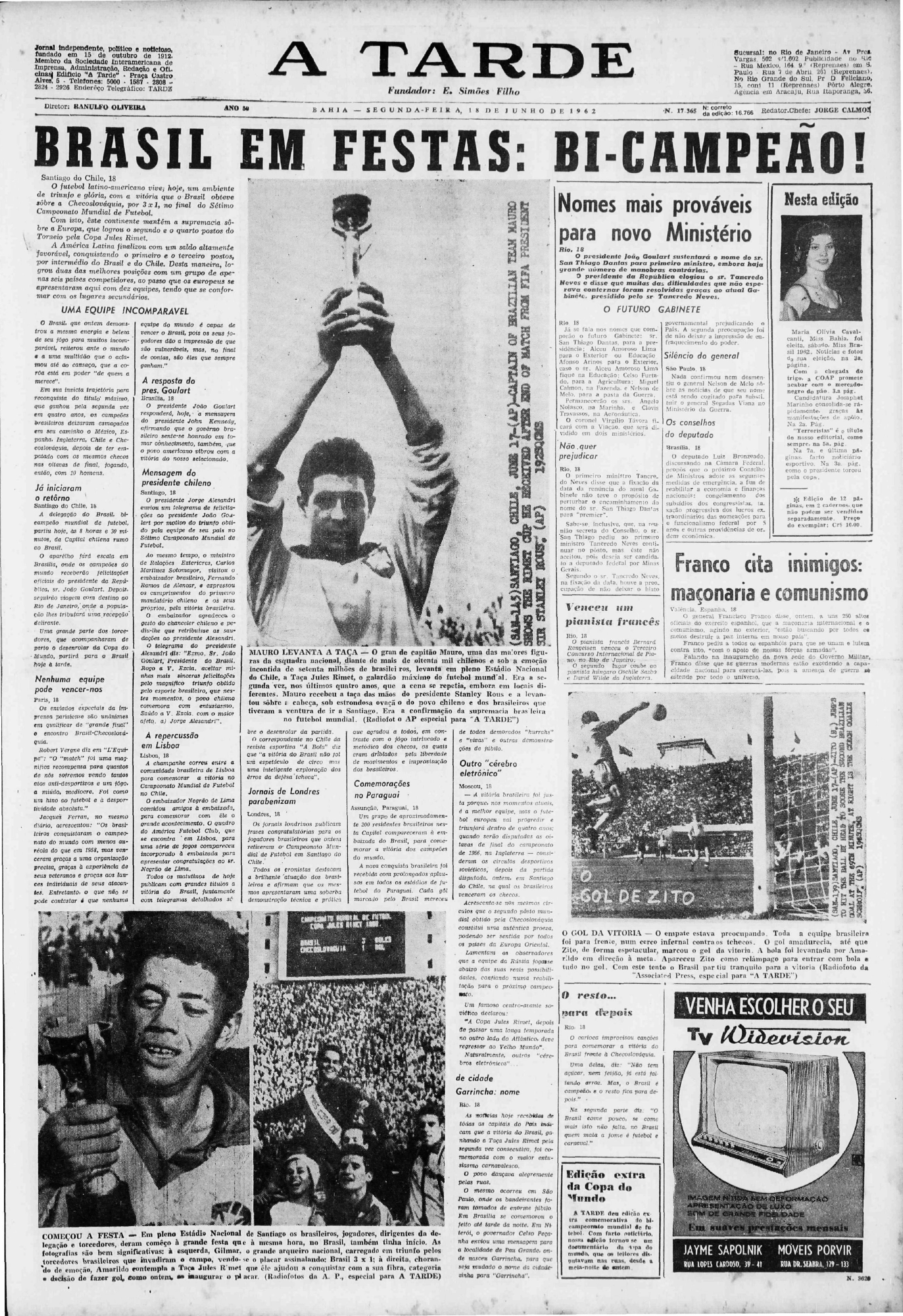 Cobertura do bicampeonato do Brasil na Copa do Mundo