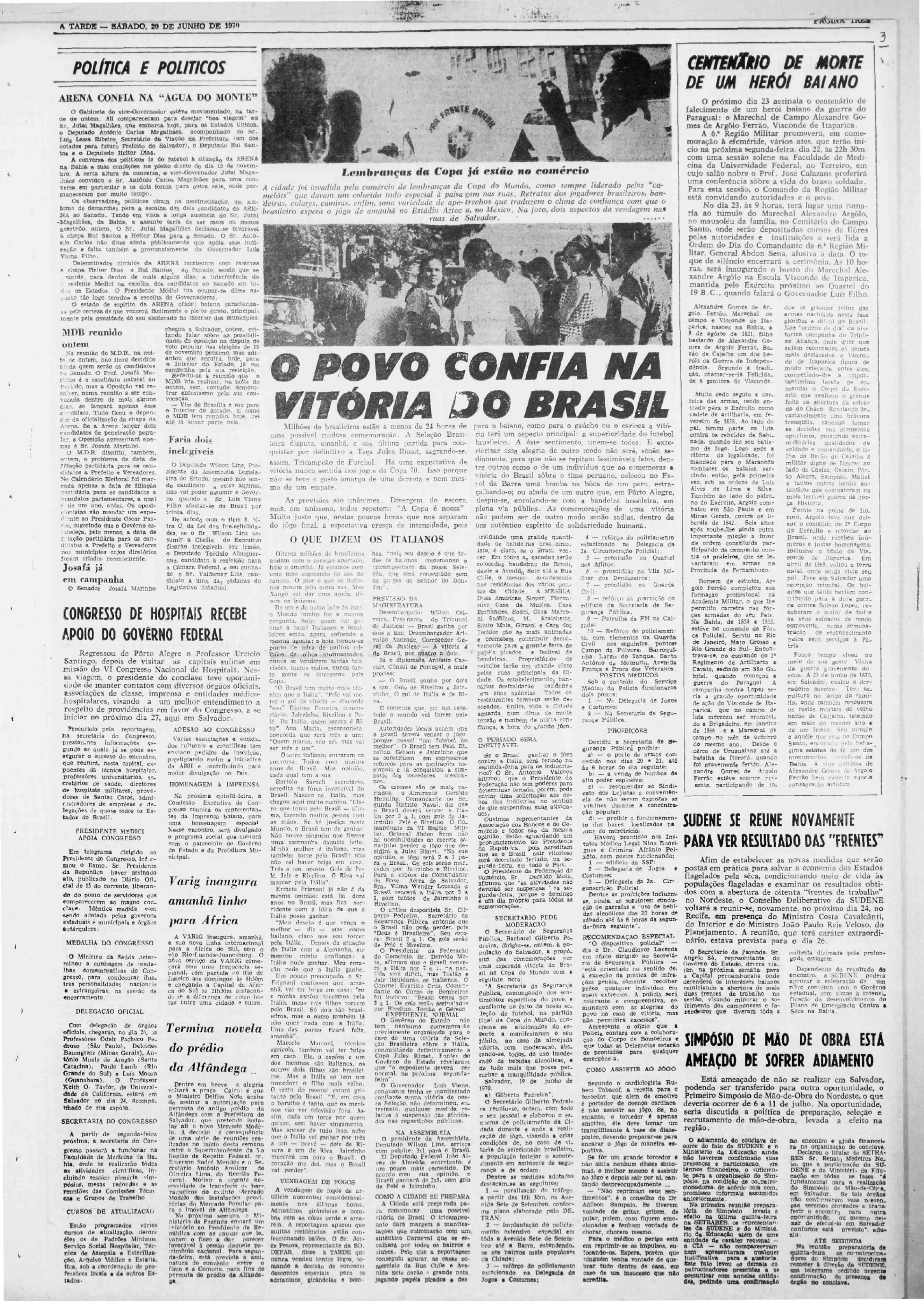 Cobertura do tricampeonato do Brasil na Copa do Mundo