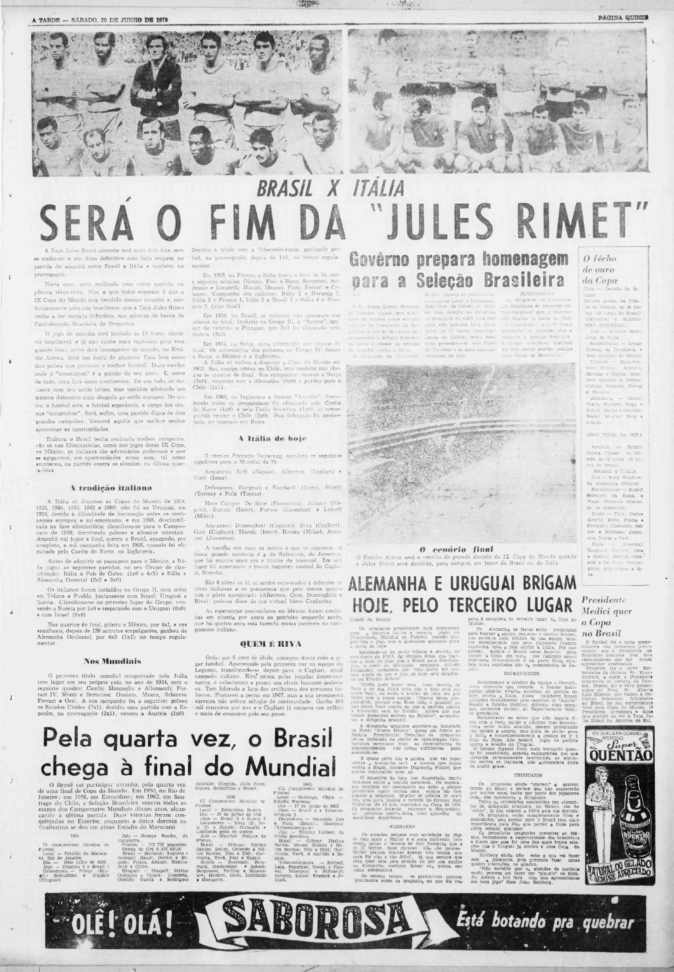 Cobertura do tricampeonato do Brasil na Copa do Mundo