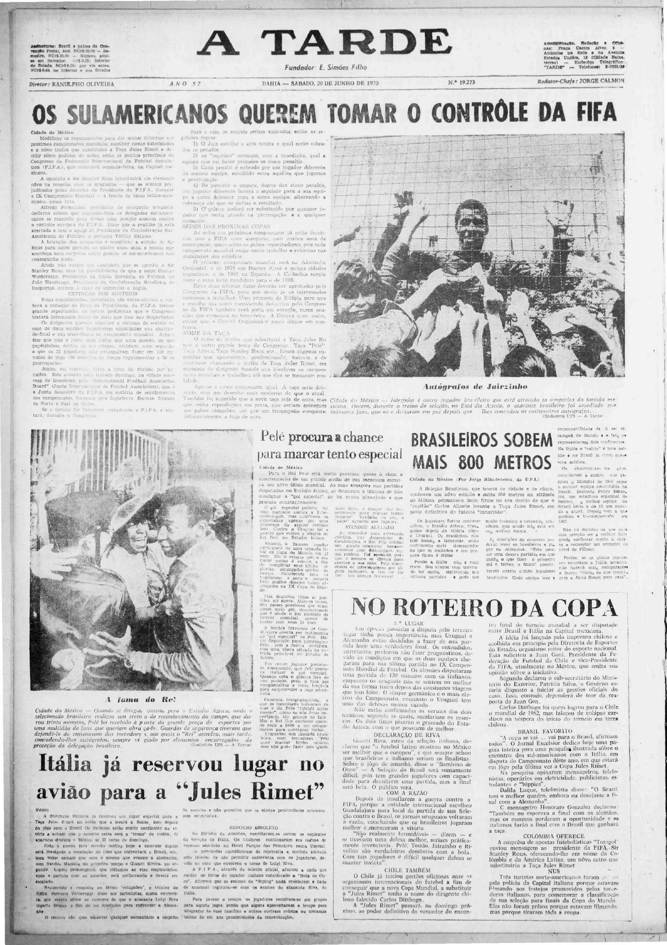 Cobertura do tricampeonato do Brasil na Copa do Mundo