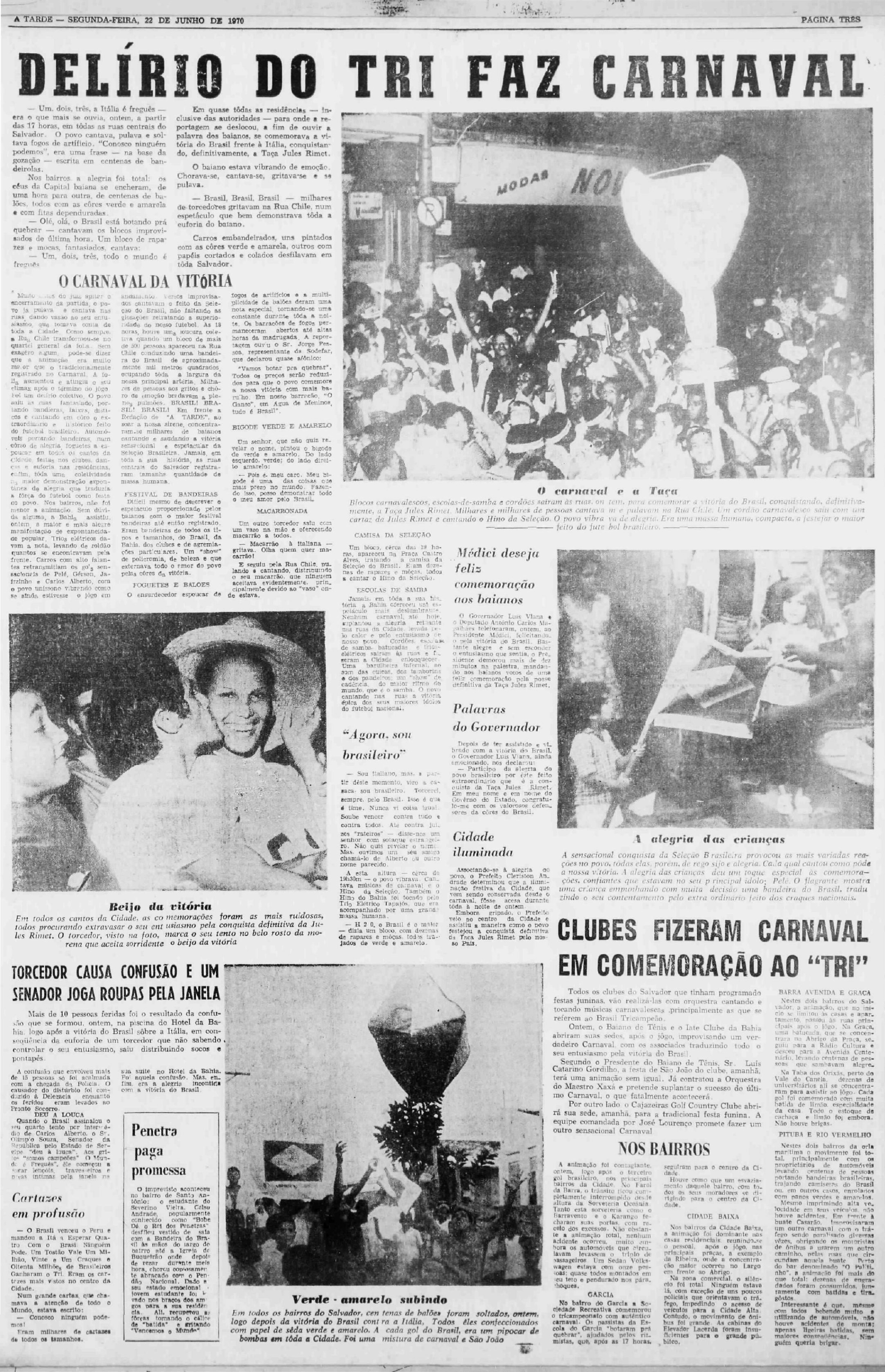 Cobertura do tricampeonato do Brasil na Copa do Mundo