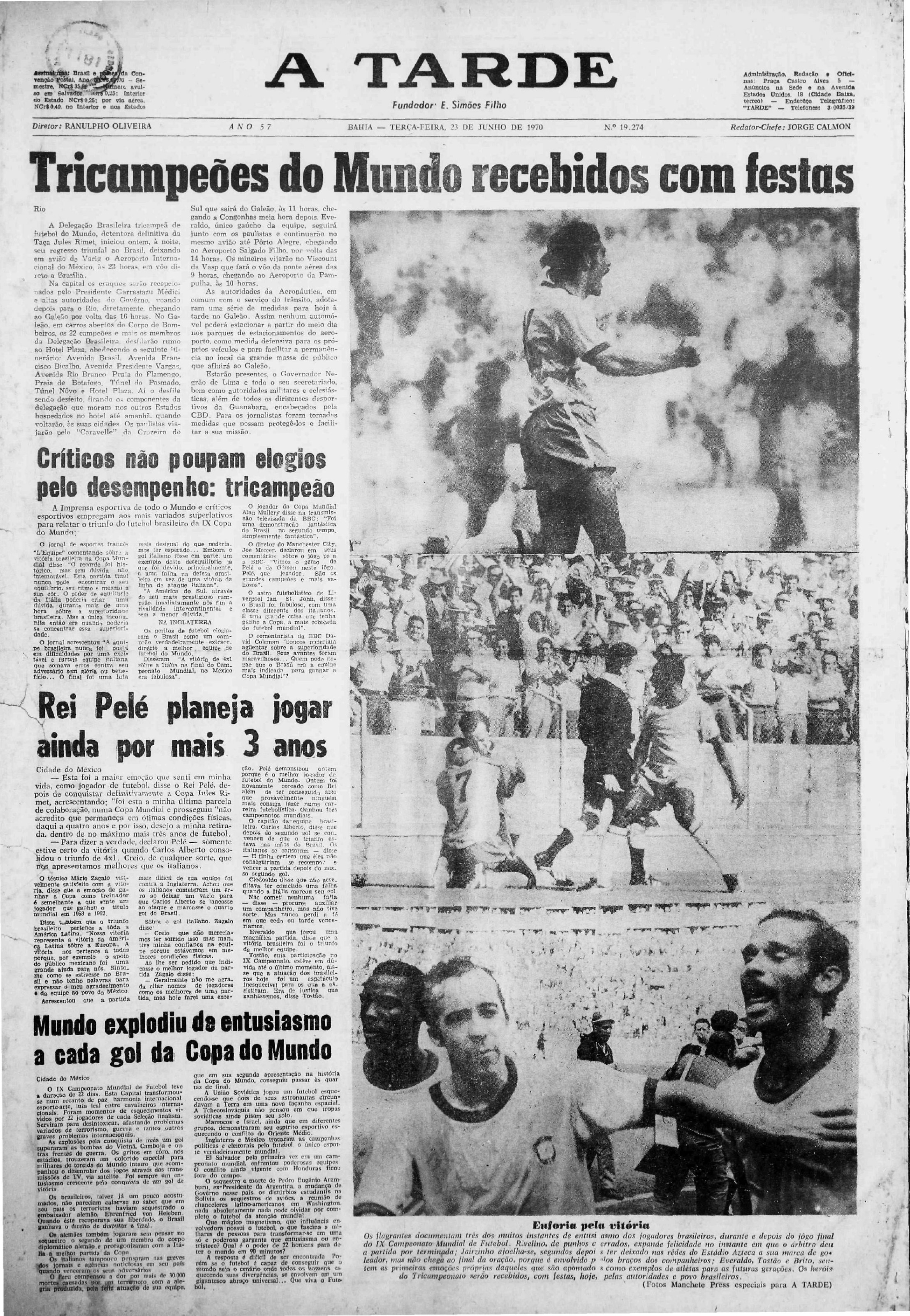Cobertura do tricampeonato do Brasil na Copa do Mundo