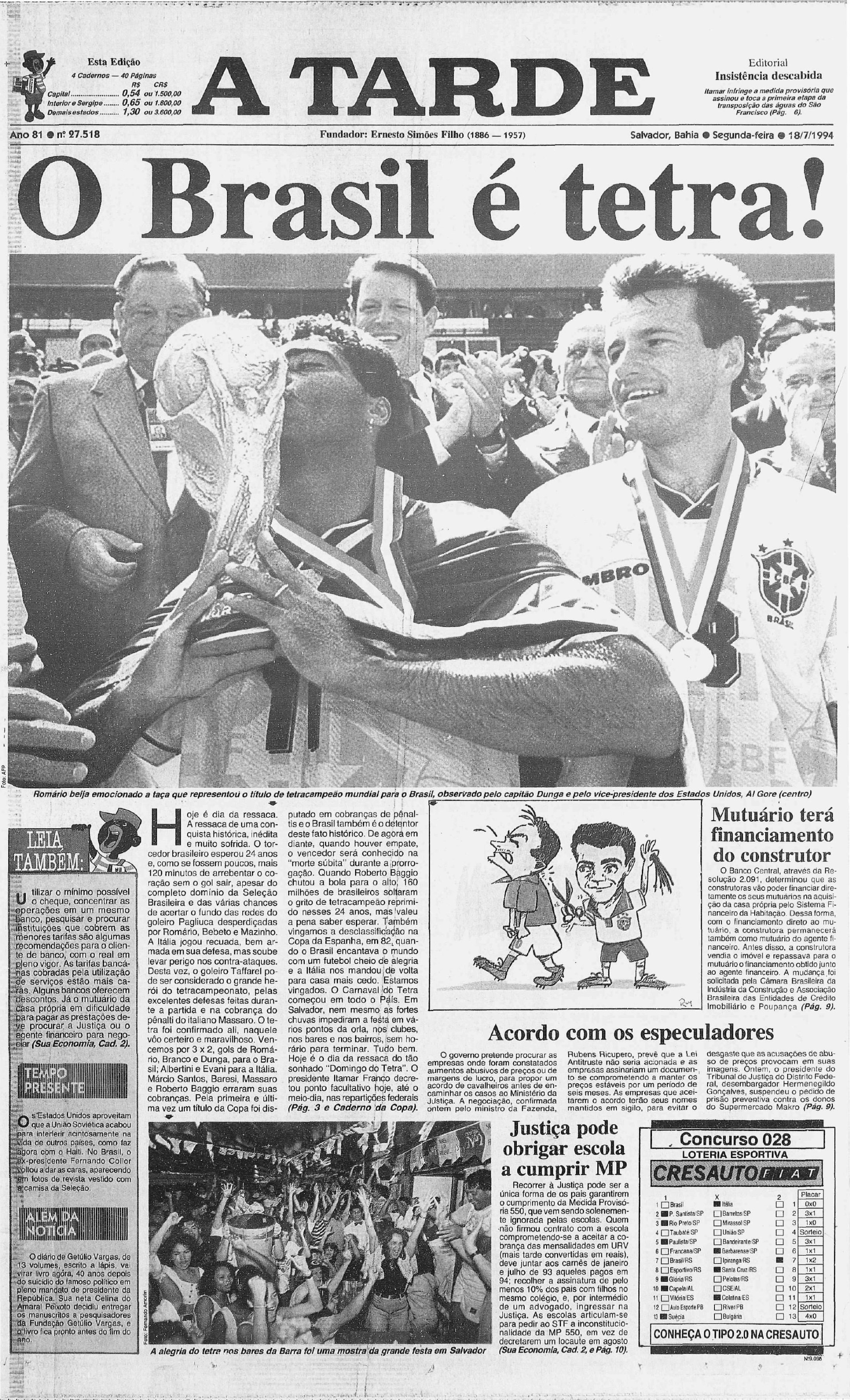 Cobertura do tetra do Brasil na Copa do Mundo
