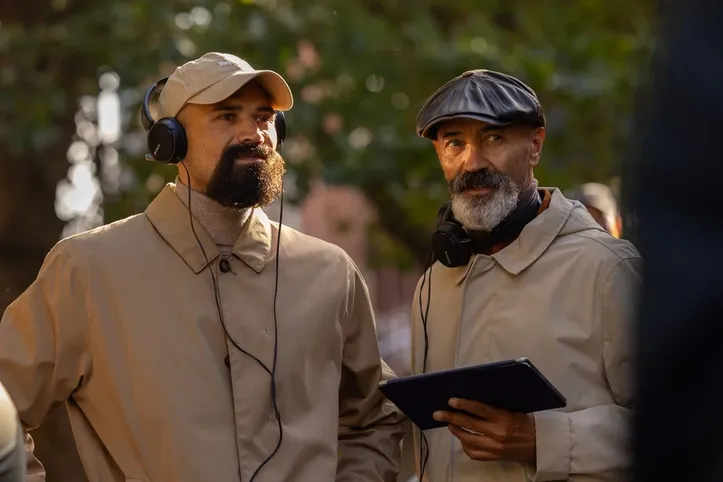 André e Alex Hanscombe no set de filmagens