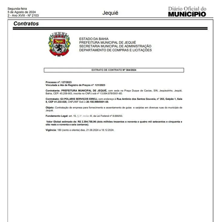 Imagem ilustrativa da imagem Alvo de operação, empresa acumula contratos de R$ 35 milhões em Jequié