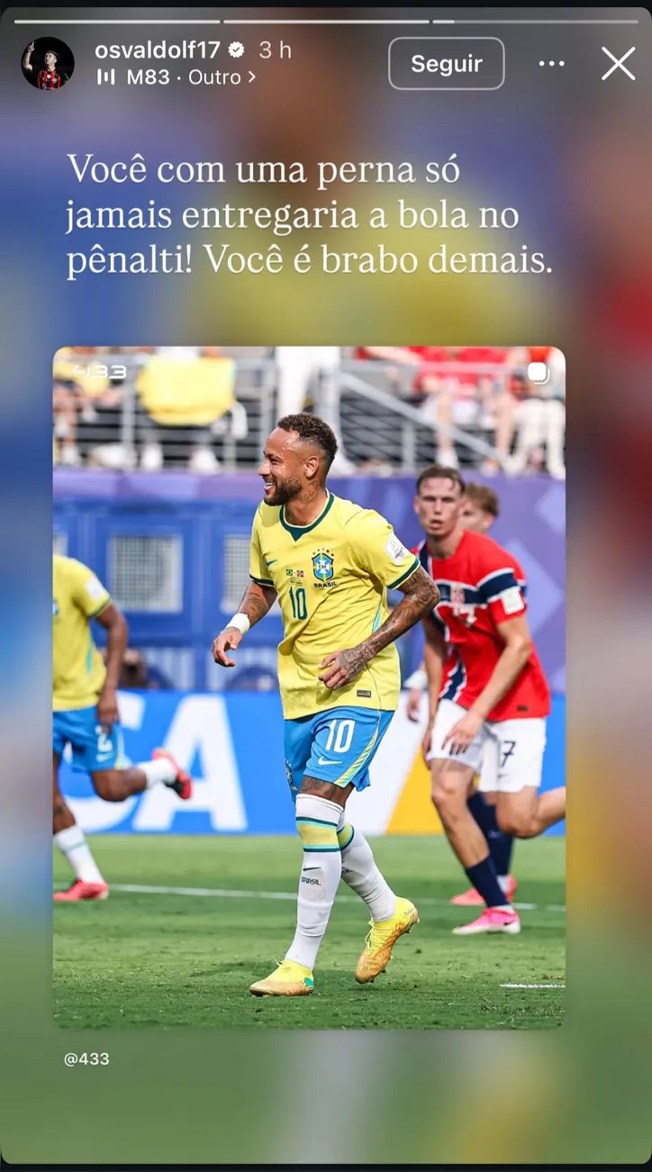 Imagem ilustrativa da imagem Após derrota da Seleção Brasileira, atletas do Vitória defendem Neymar