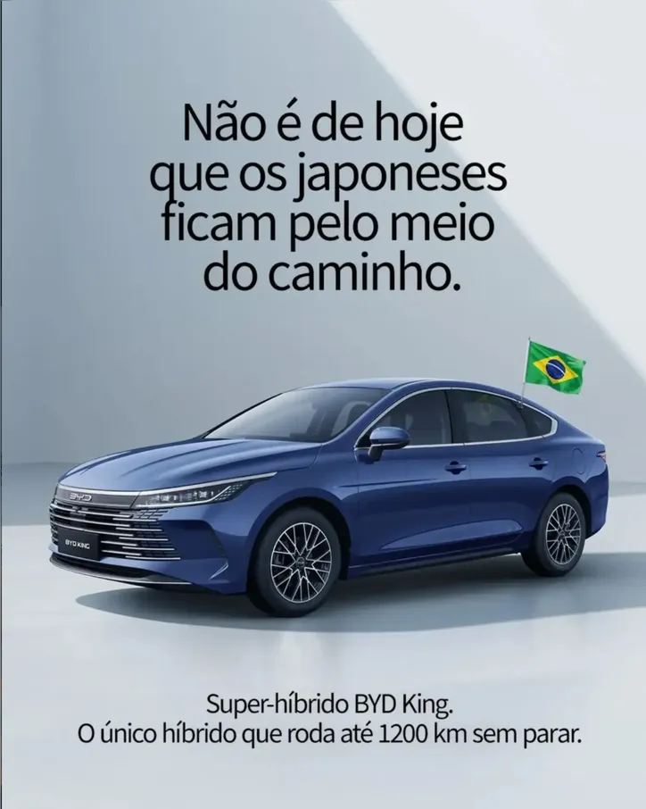 Imagem ilustrativa da imagem Após eliminação do Japão, BYD provoca Toyota: "Ficam pelo meio do caminho"