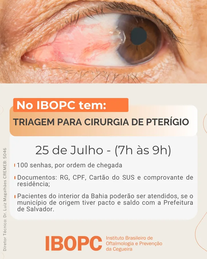 Imagem ilustrativa da imagem "Carne no olho": saiba como conseguir cirurgia gratuita em Salvador