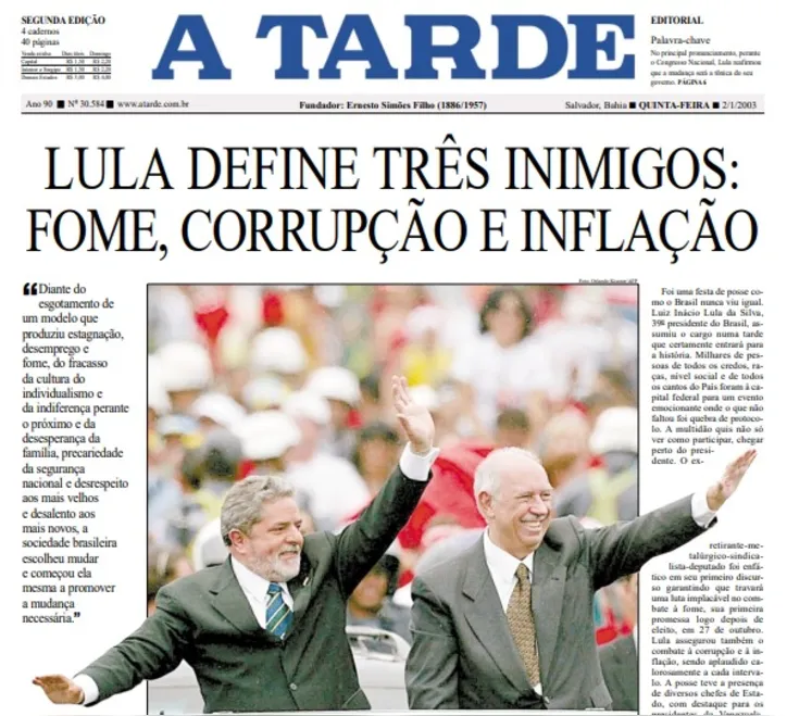 A TARDE traz detalhes da posse de Lula, em 2003