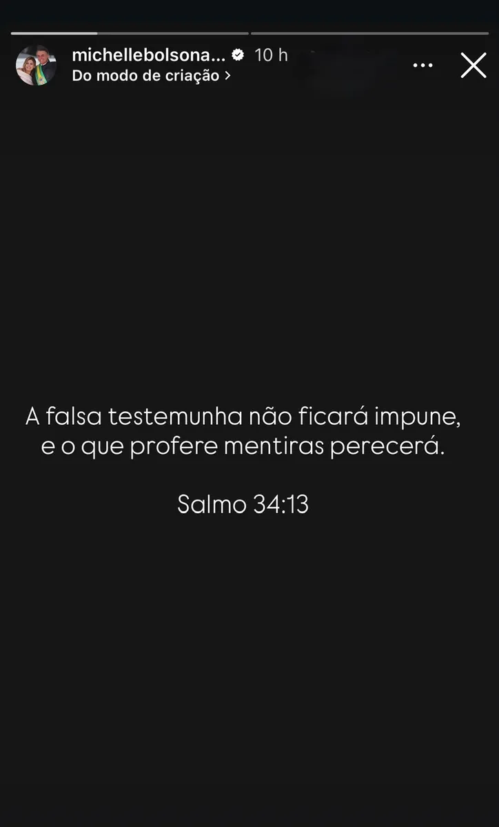 Imagem ilustrativa da imagem Michelle Bolsonaro reage a crise no PL e fala em "falsa testemunha"