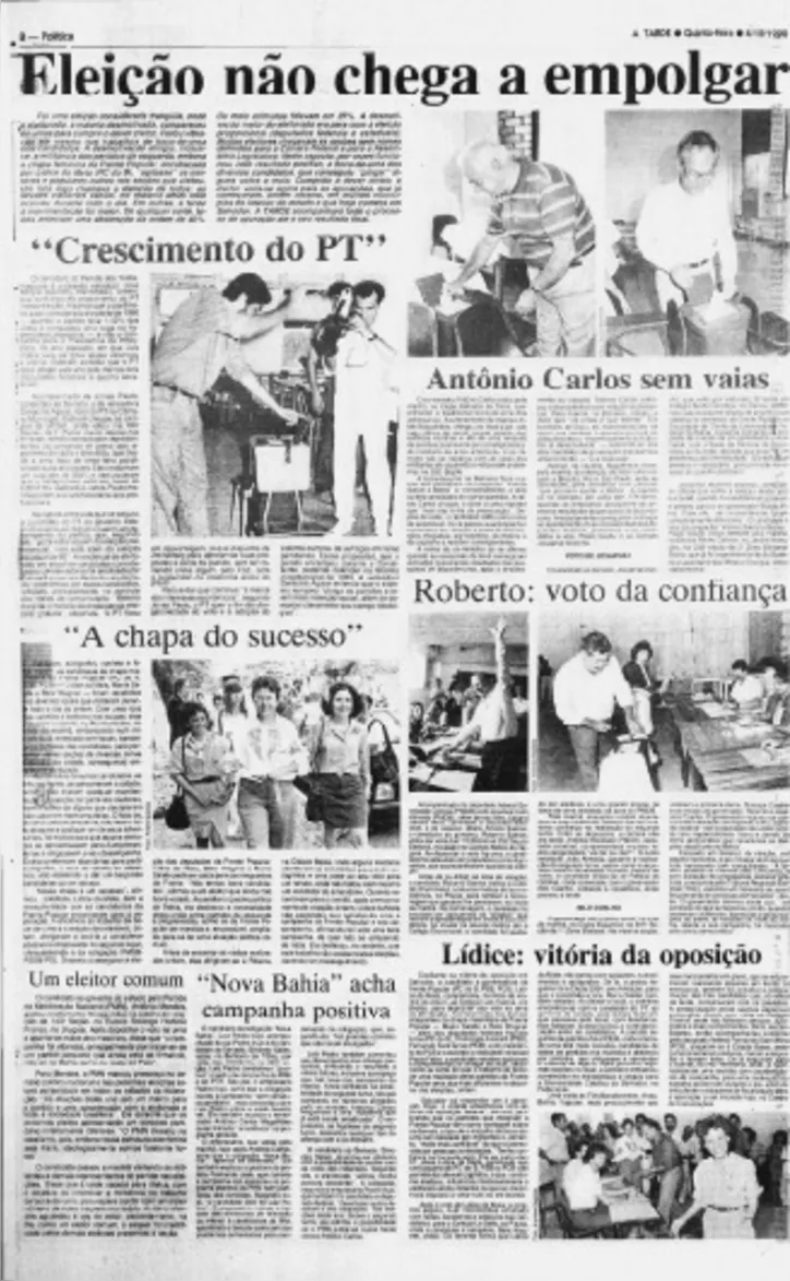 Jornal A TARDE com votos dia dos candidatos ao governo