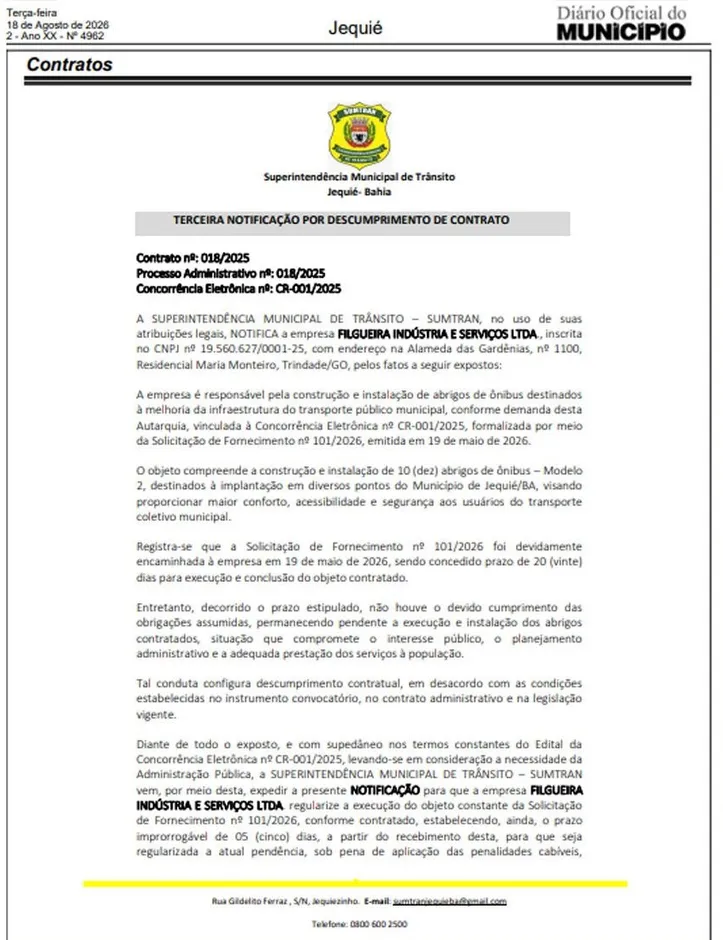 Imagem ilustrativa da imagem Empresa contratada por R$ 2,5 milhões não iniciou obras prometidas em Jequié