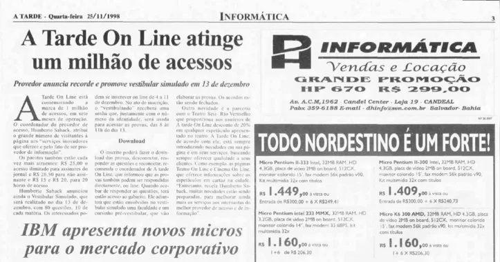 Imagem ilustrativa da imagem Fax, HTML e modem: como nasceu o A TARDE Online há 30 anos
