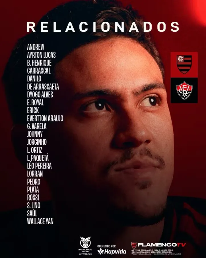 Imagem ilustrativa da imagem Flamengo perde dois titulares de última hora contra o Vitória