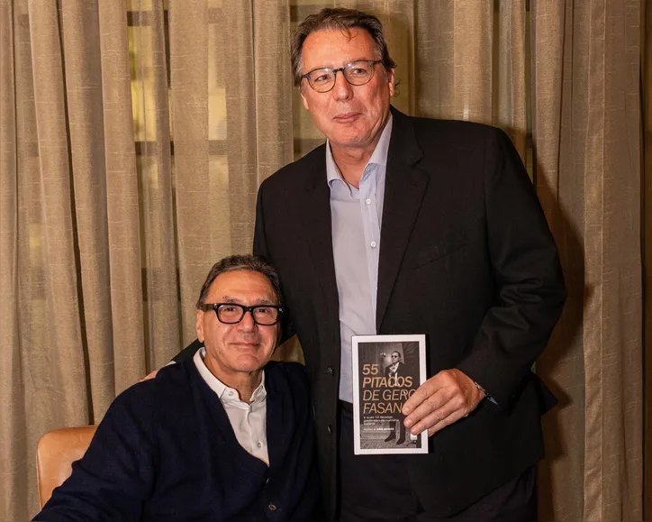 Gero Fasano e Ruben Escartin durante o lançamento no Fasano (Tati Freitas)