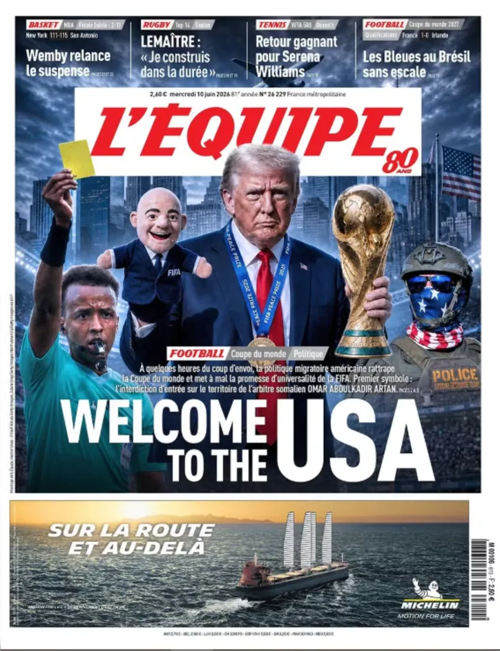 Jornal francês retrata presidente da Fifa como fantoche de Trump