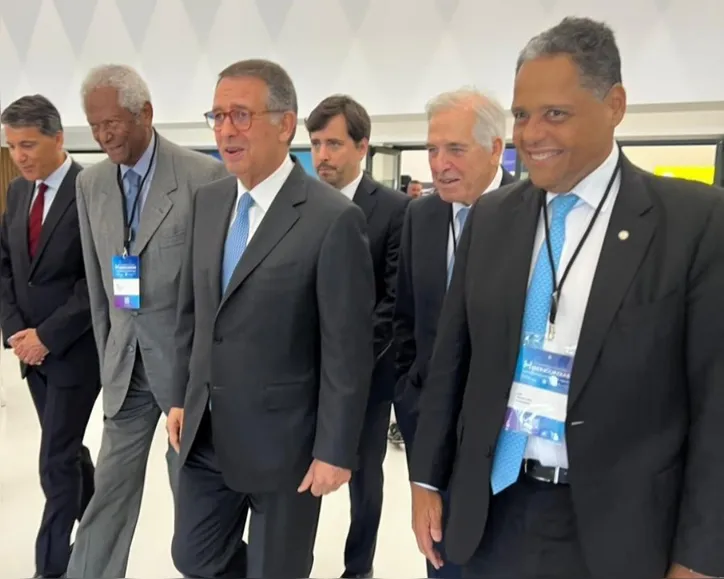 Edvaldo Brito e Antonio Brito com o presidente de Portugal, António José Segura, XV Congresso das Misericórdias na cidade de Braga