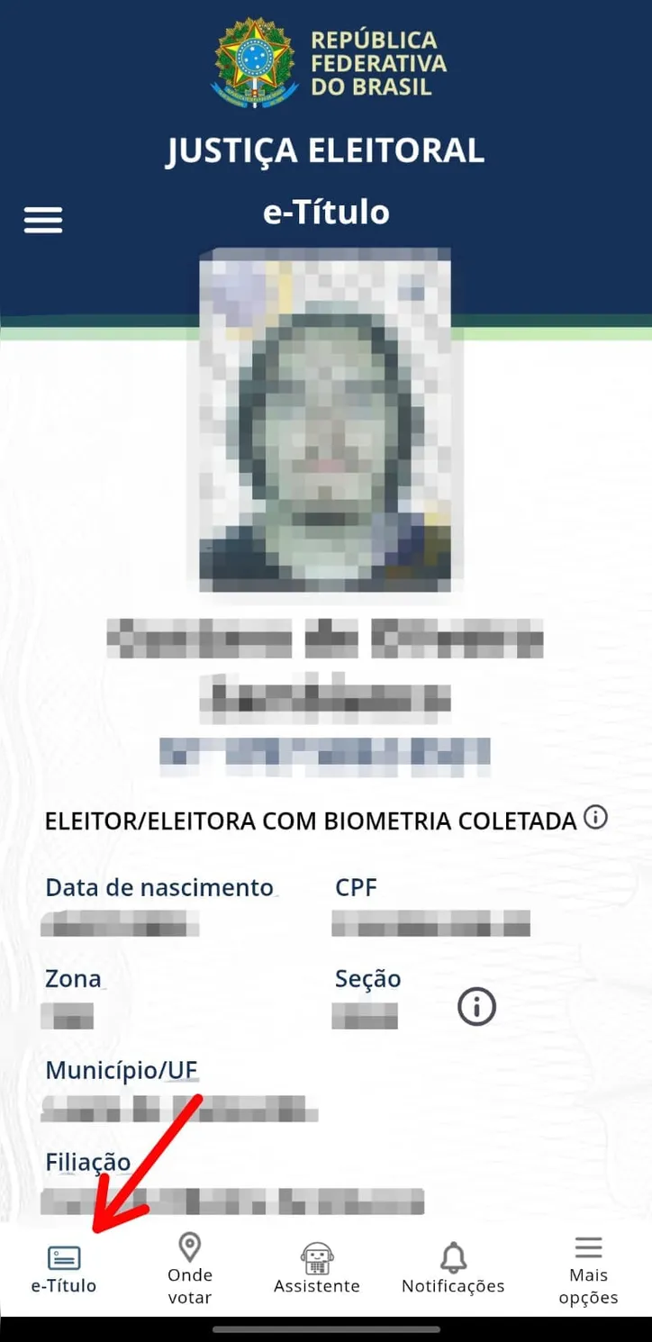 Consulta do título de eleitor no e-Título