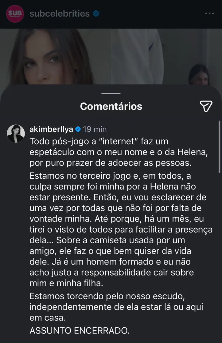 Comentário de Amanda na publicação
