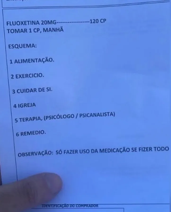 Registro da receita médica divulgada pelo paciente
