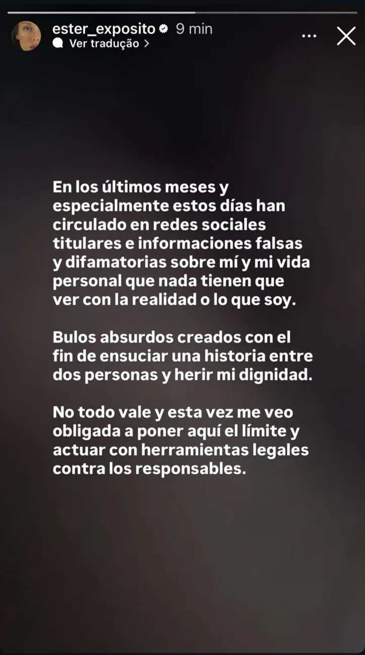 Post de Ester Expósito no Instagram