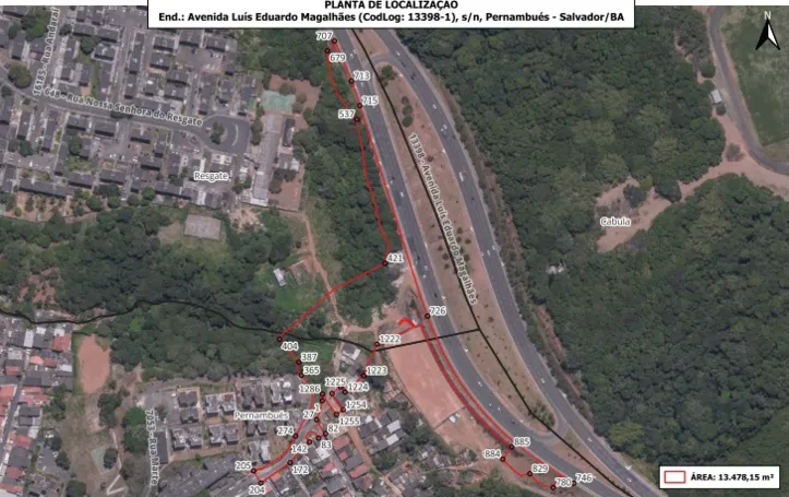 Imagens via satelite da área desapropriada pela prefeitura