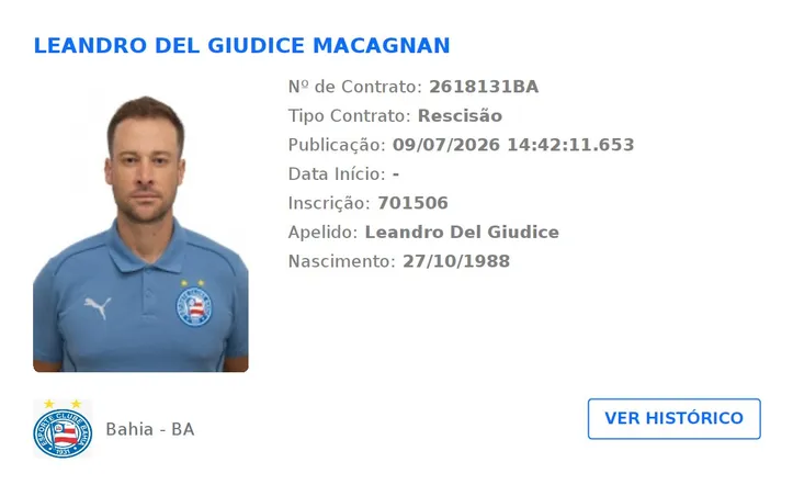 Imagem ilustrativa da imagem Saiba por que auxiliar técnico de Rogério Ceni rescindiu com o Bahia