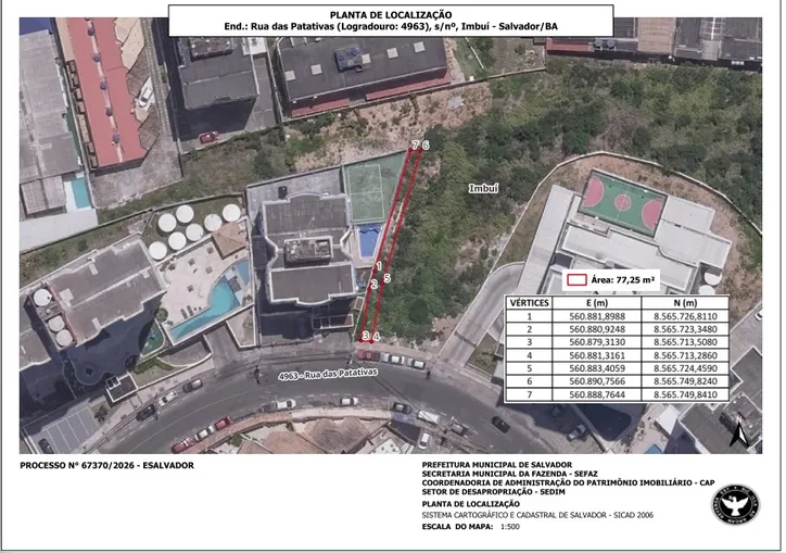 Área de 77,25 m²