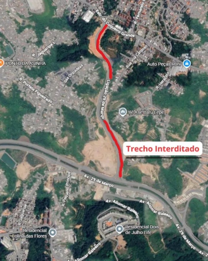 Trecho interditado