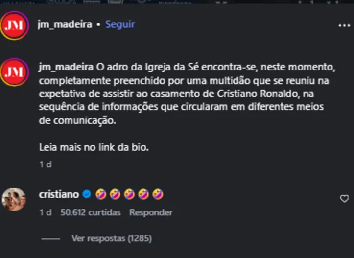 CR7 se divertiu com a situação